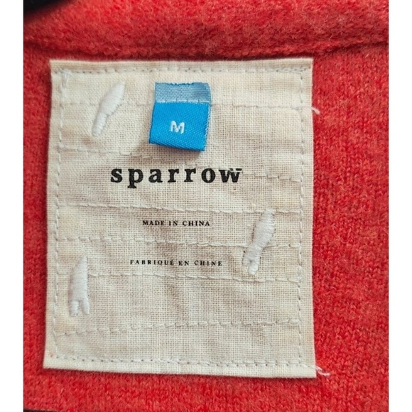 Sparrow Anthropologie 100% Wool Wrap Jacket Belted Cardigan Coatigan OrangeRed M - Picture 12 of 14